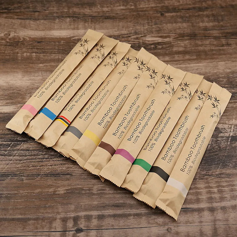 10pcs Colorful Soft Bamboo Toothbrush Set