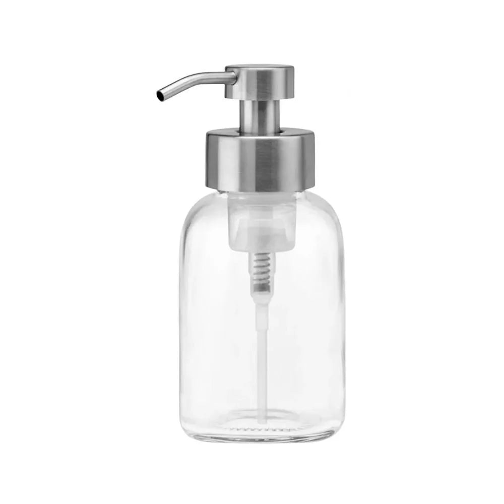 Thick Amber Glass Foaming Soap Dispenser Pump Bottle Kitchen