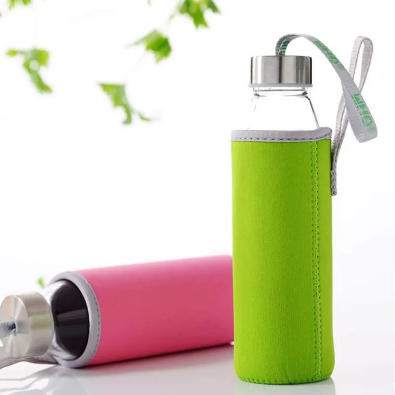 550ml Portable Glass Water Bottle – Travel & Car Friendly