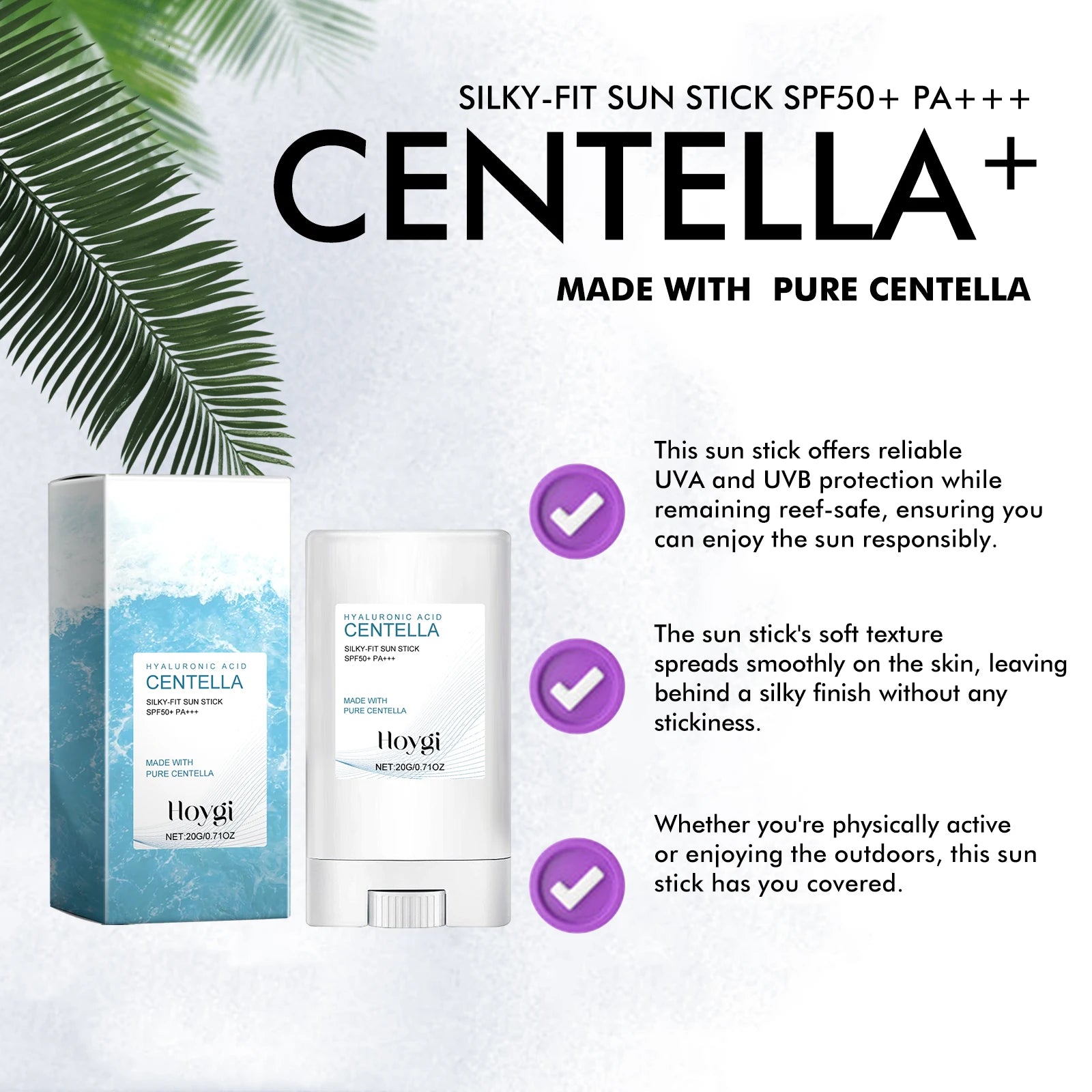 Hyaluronic Acid Sunscreen Stick SPF50+ Hydrating Non Greasy Protection