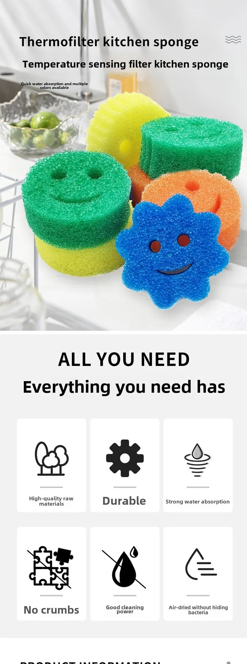 Reusable Smiley Face Cleaning Sponge