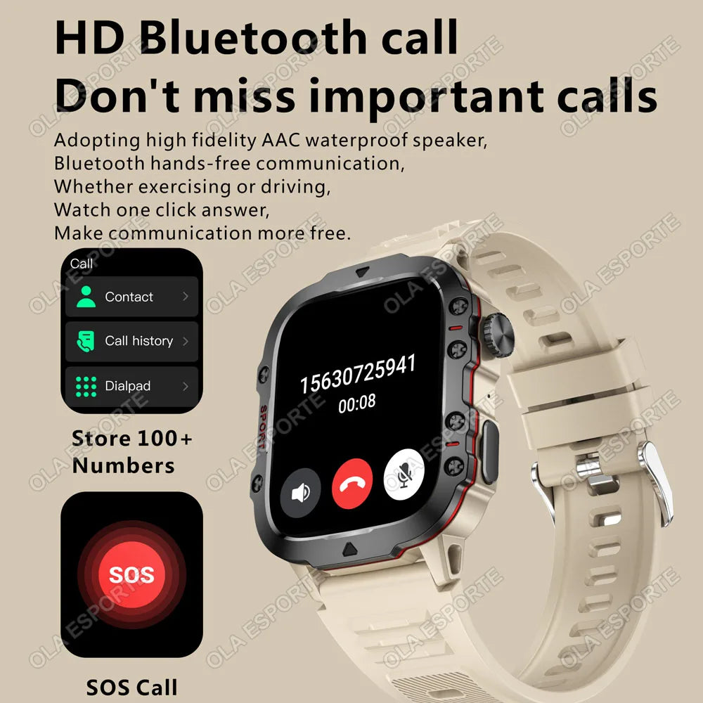 2025 Huawei/Xiaomi Military GPS Smartwatch – Waterproof with Flashlight