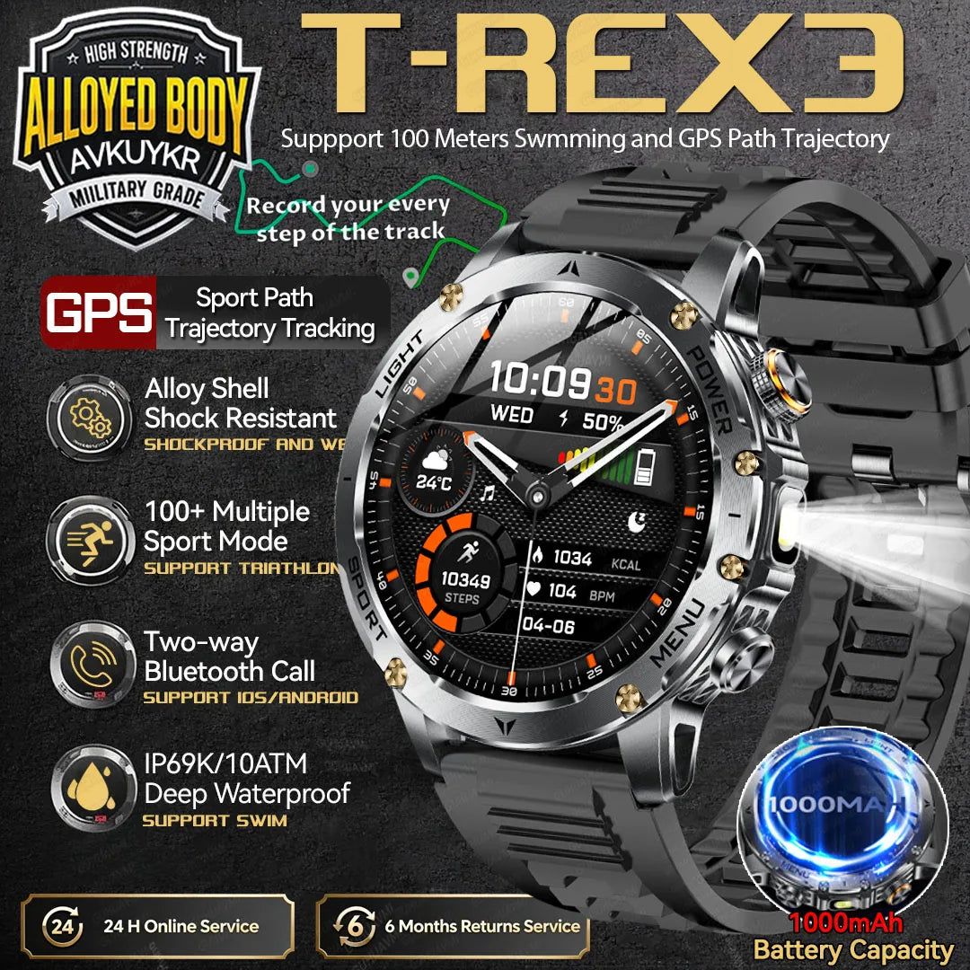 T-REX3 Smartwatch GPS 10ATM Waterproof 1000mAh Battery Men