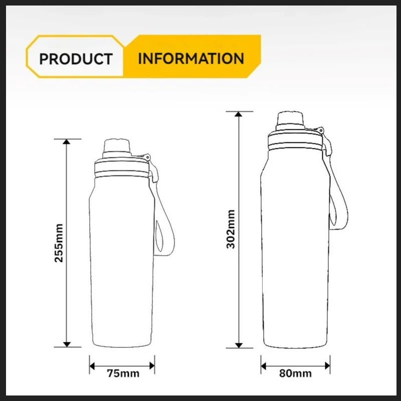 1L Stainless Steel Insulated Water Bottle with Handle Thermos
