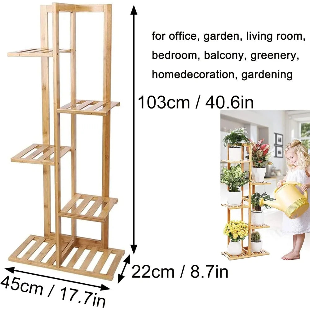 Bamboo 5-Tier Indoor Plant Stand – Multi Pot Display Rack