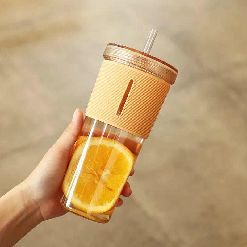 710ml Reusable Clear Coffee Cup with Straw