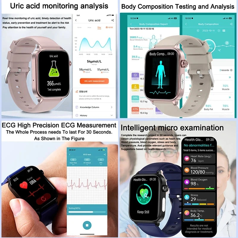 ECG PPG Health Smartwatch Blood Pressure Heart Rate Monitor