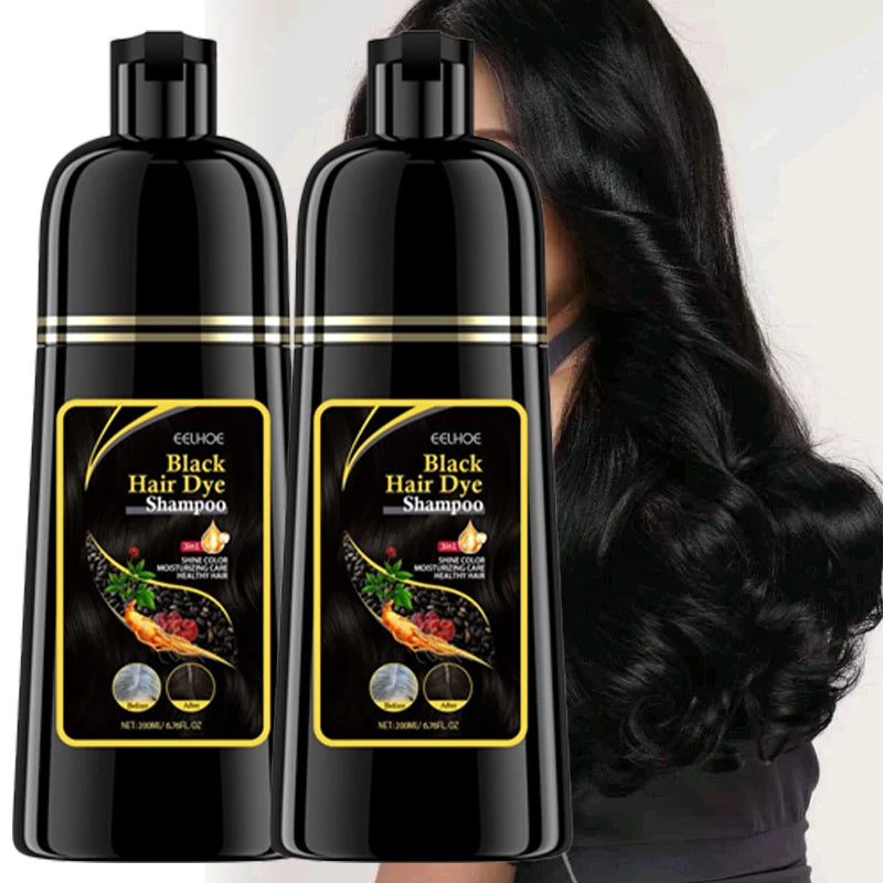 Black Hair Coloring Shampoo Herbal 3 in 1 Gray Coverage