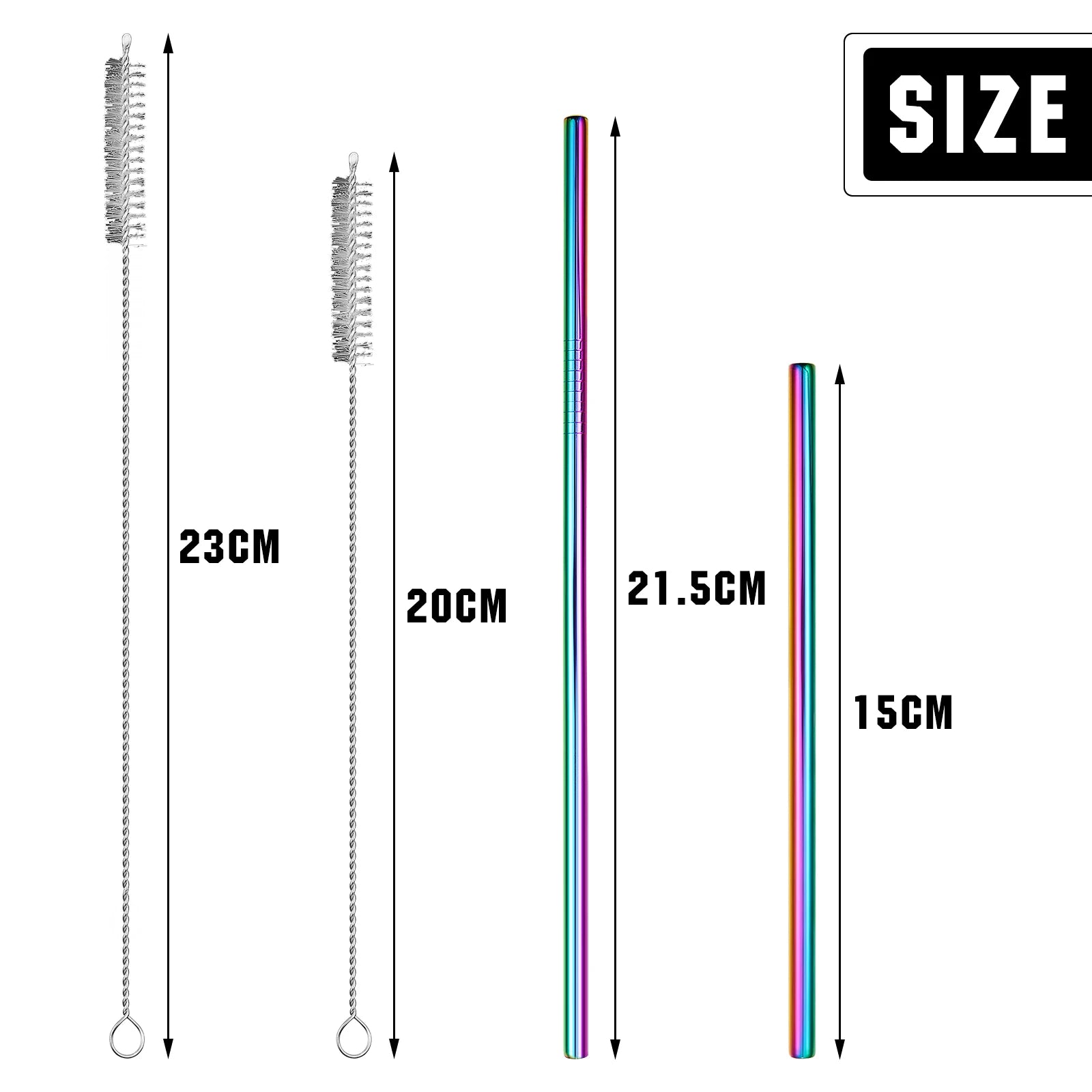 19-Piece Reusable Stainless Steel Straw Set – For Milk Tea & Beverages