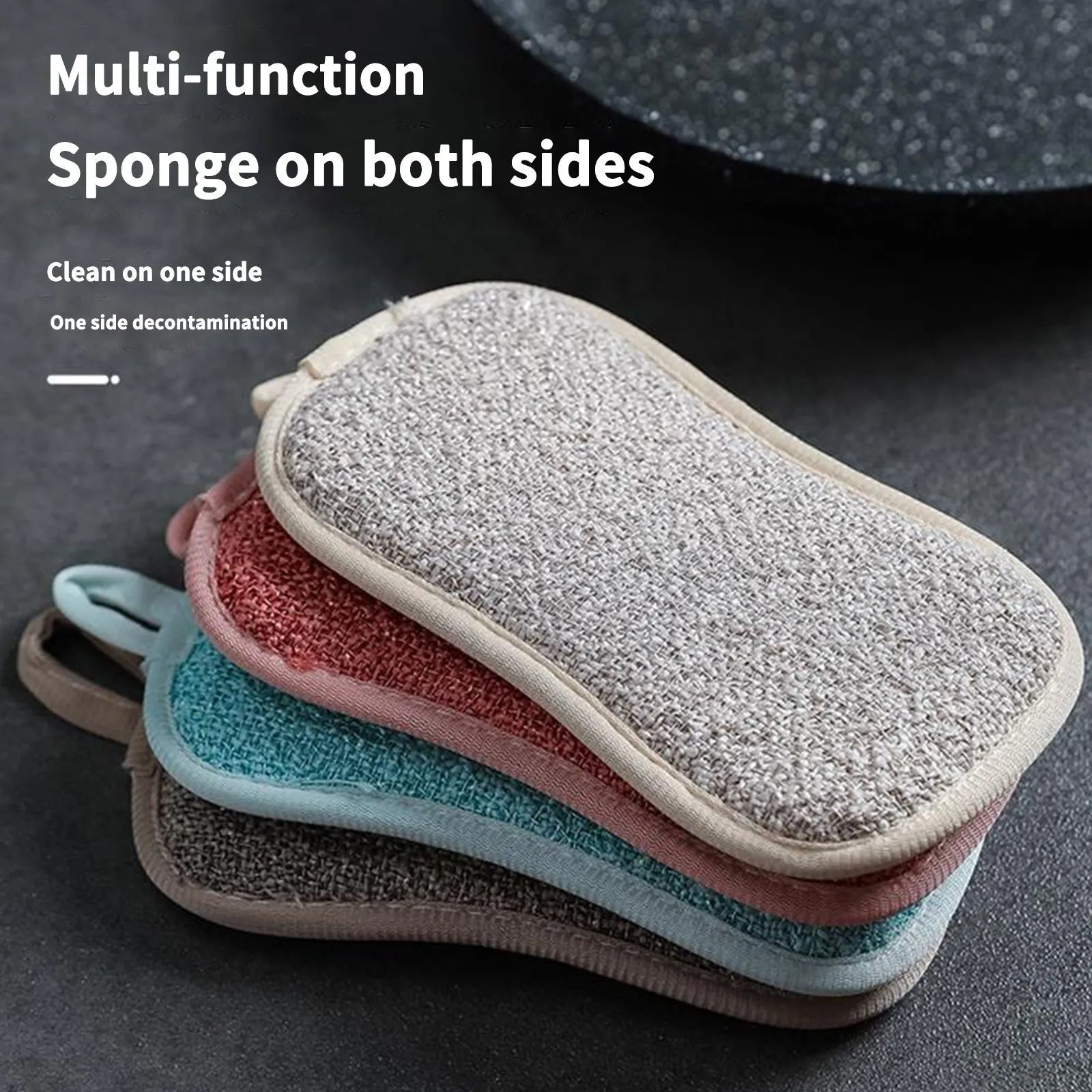 Reusable Double-Sided Microfiber Dishwashing Sponge