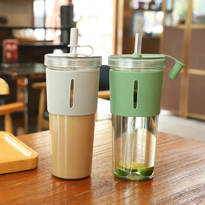710ml Reusable Clear Coffee Cup with Straw