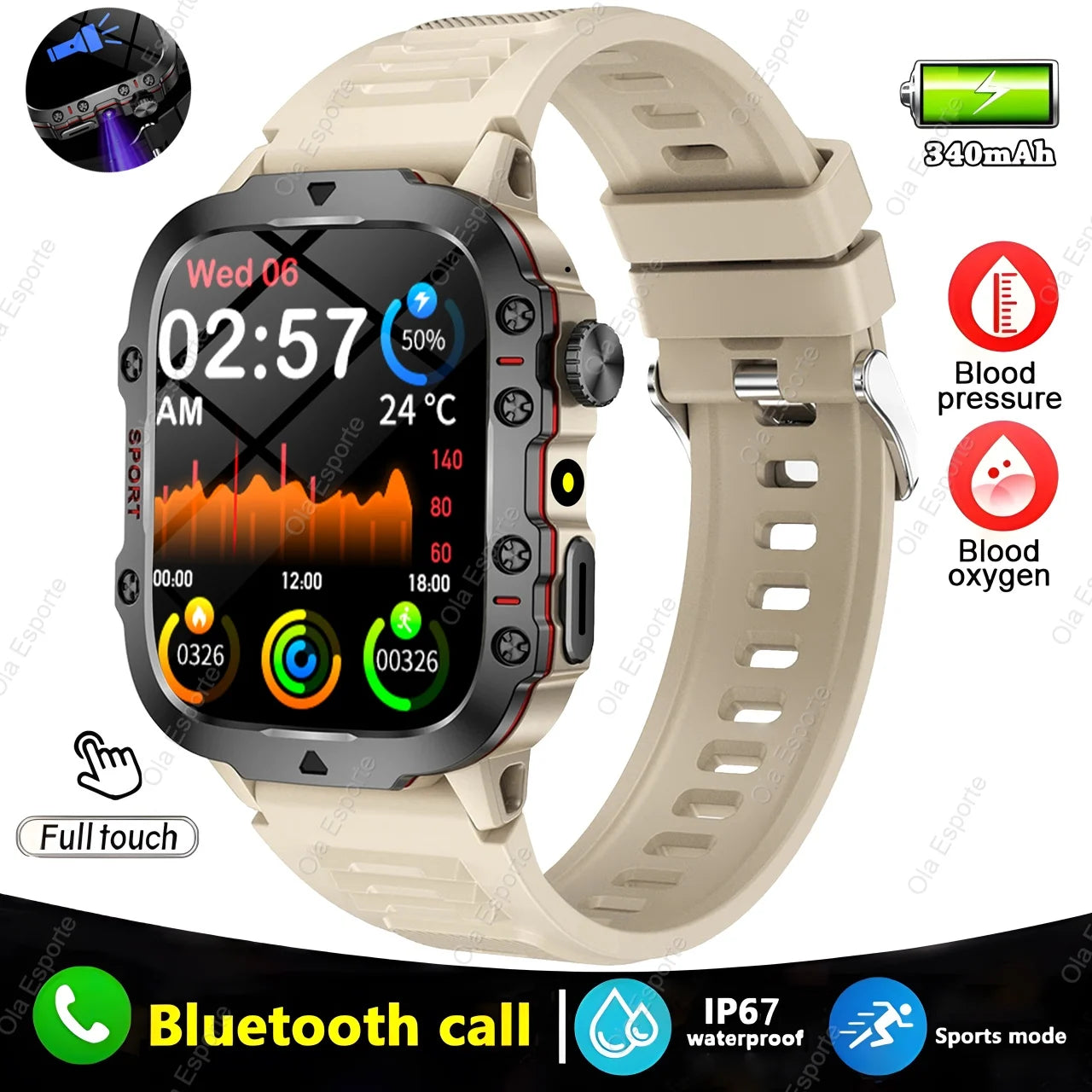 2025 Huawei/Xiaomi Military GPS Smartwatch – Waterproof with Flashlight