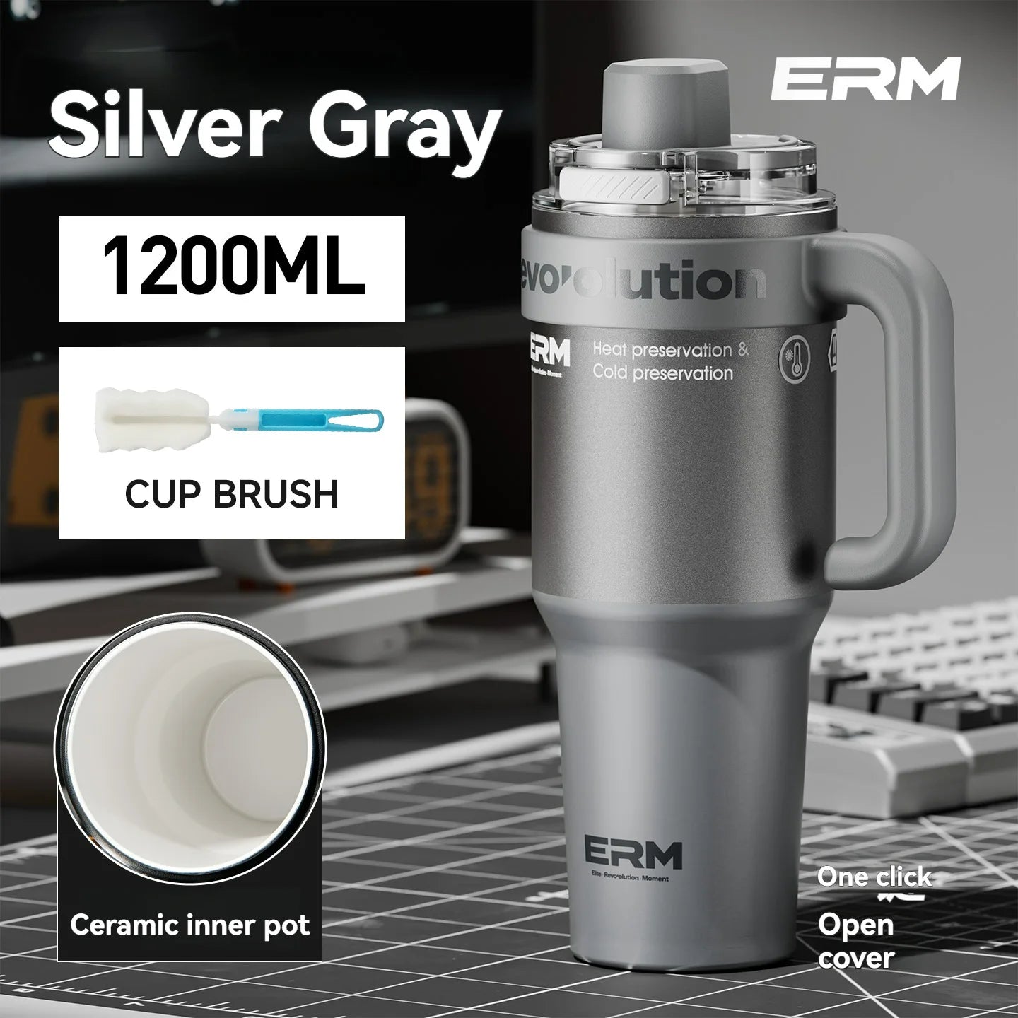 1200ML Stainless Steel Ceramic Tumbler Insulated Vacuum Flask Bottle