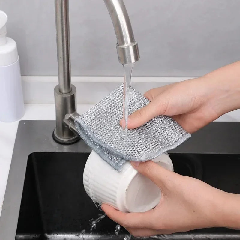 5/20pcs Steel Wire Mesh Cleaning Cloth – Non-Scratch Dish Rags