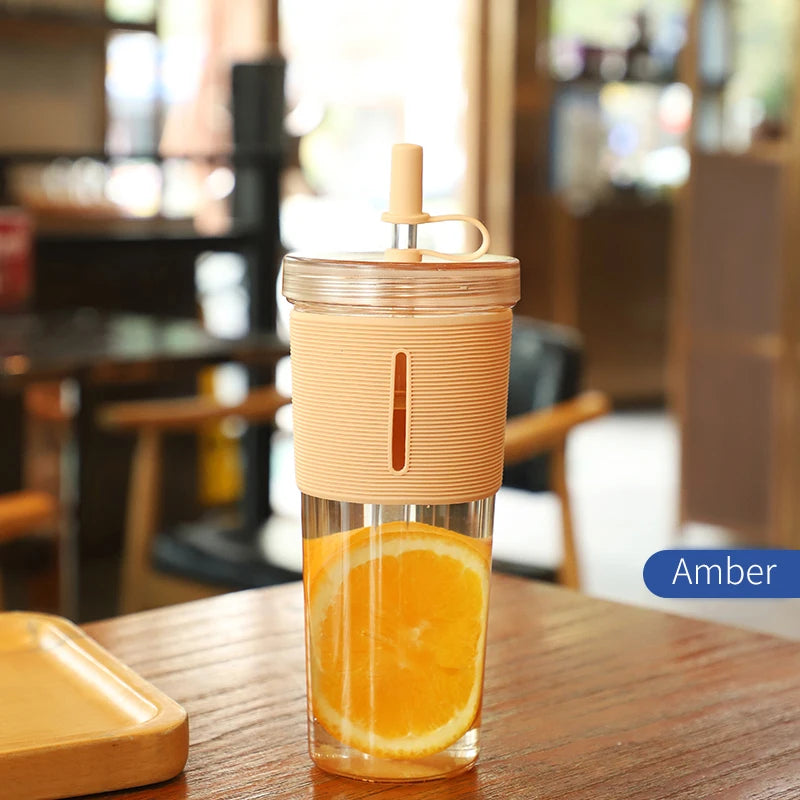 710ml Reusable Clear Coffee Cup with Straw