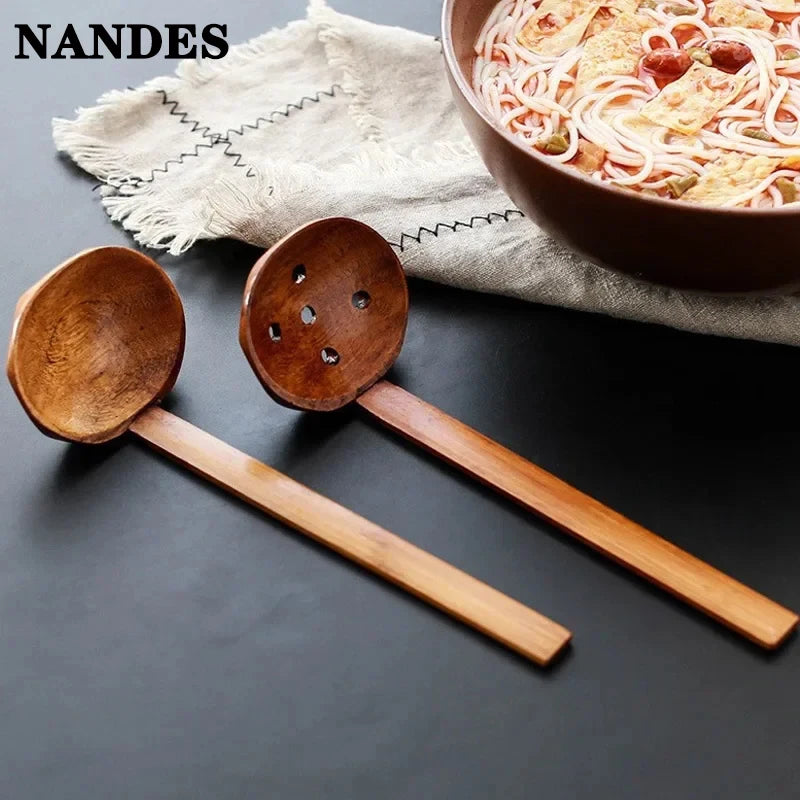 Japanese Long Handle Bamboo Soup Spoon Kitchen Cooking Tool
