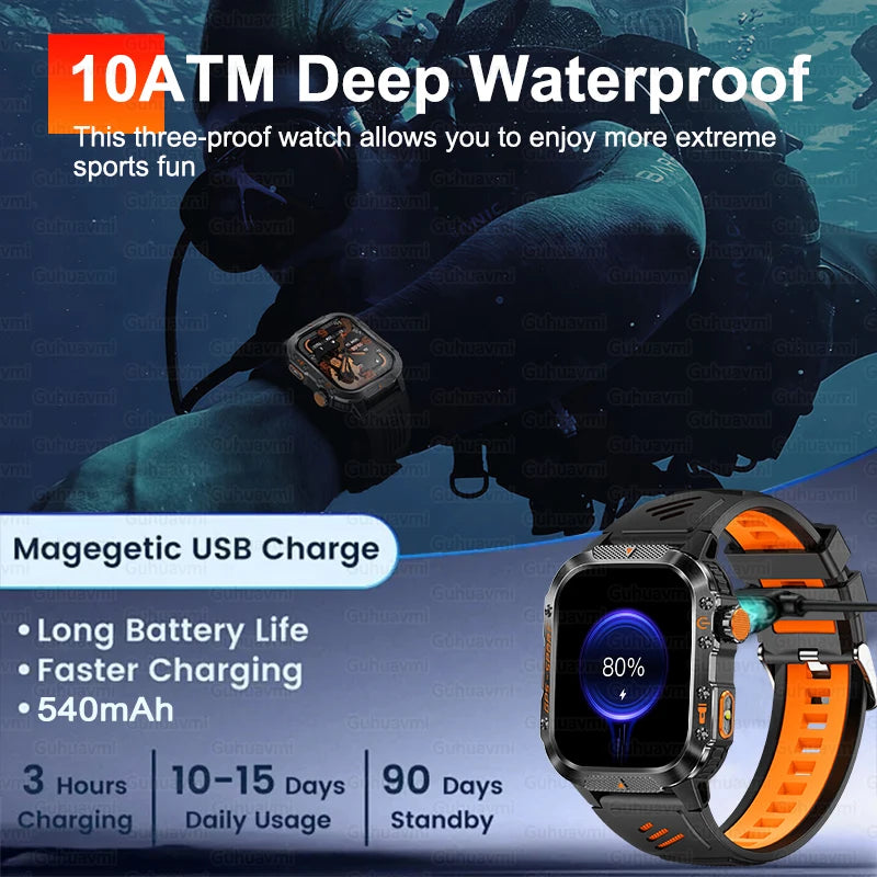 Military Grade GPS Smartwatch Men 10ATM Waterproof Outdoor