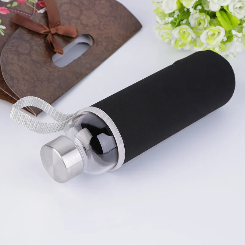 550ml Portable Glass Water Bottle – Travel & Car Friendly