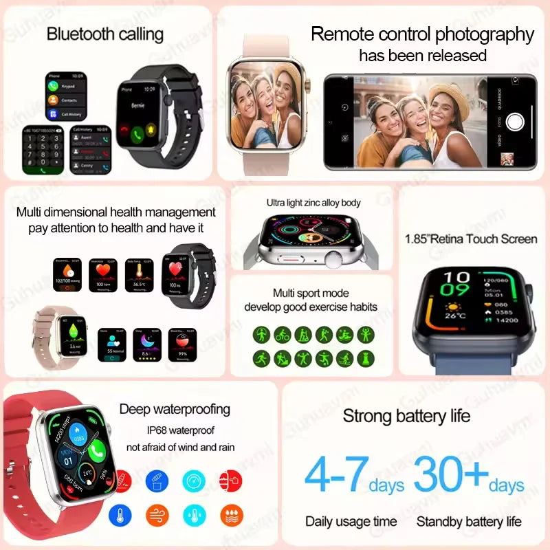 AI Smart Health Watch ECG HRV Blood Pressure Monitor NFC