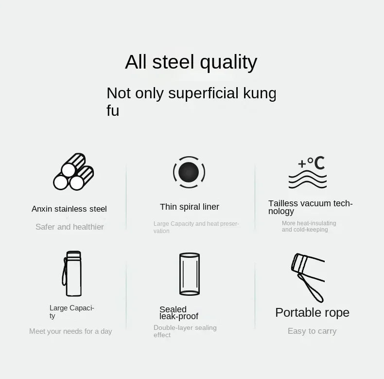 1L Stainless Steel Thermal Bottle – Hot & Cold Vacuum Flask
