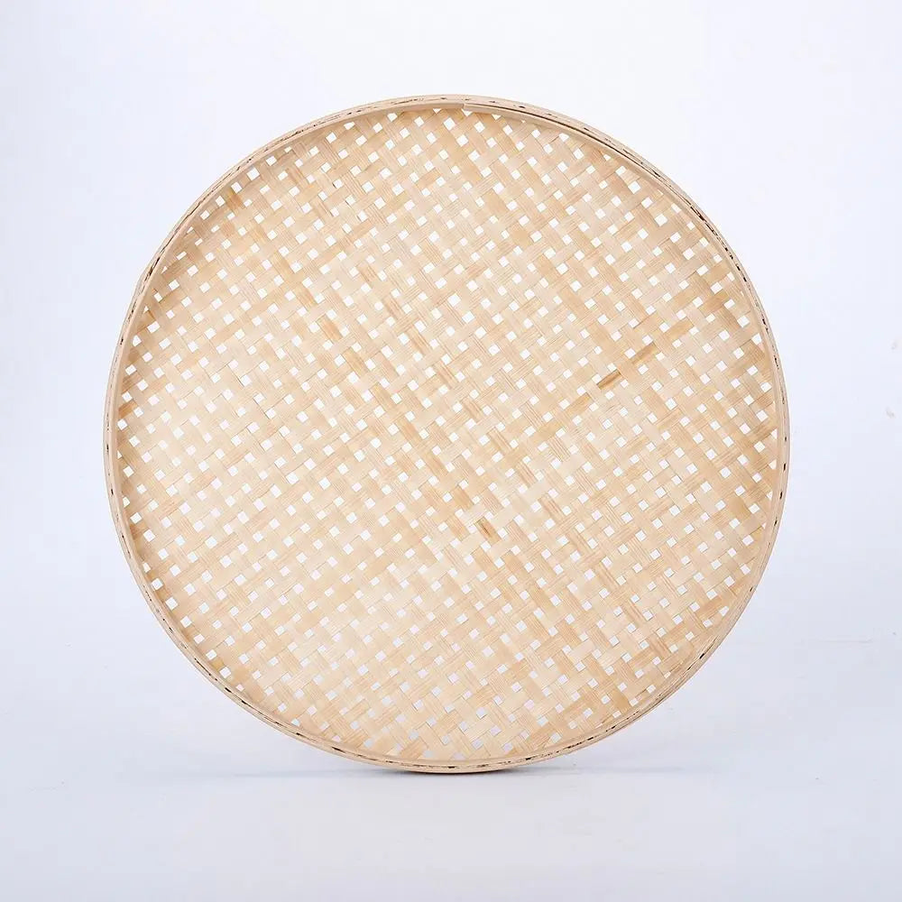 Handmade Bamboo Weaving Sieve Tray Set Kitchen Storage Decor