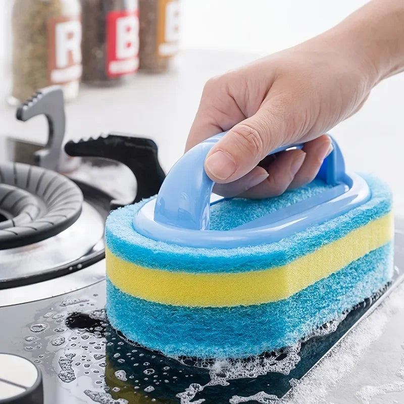 Household Scrubbing Brush with Handle – Kitchen & Bathroom Use
