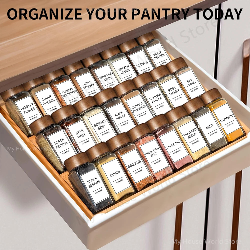 13Pcs Glass Spice Jars Set – 4oz with Bamboo Lids