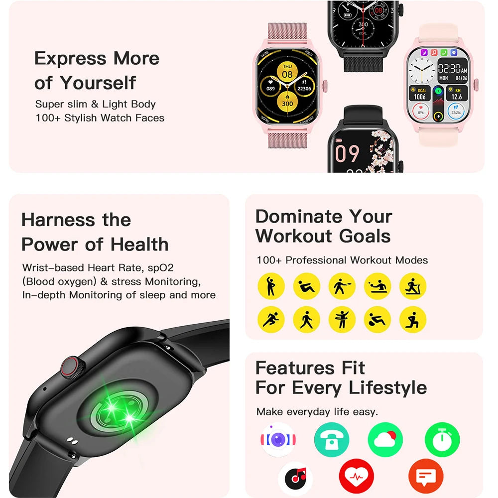 LEMFO LT10 Bluetooth Smartwatch 2024 – Fitness & Call Tracker