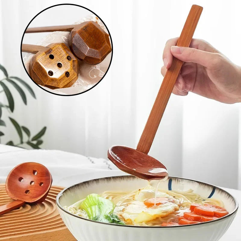 Japanese Long Handle Bamboo Soup Spoon Kitchen Cooking Tool