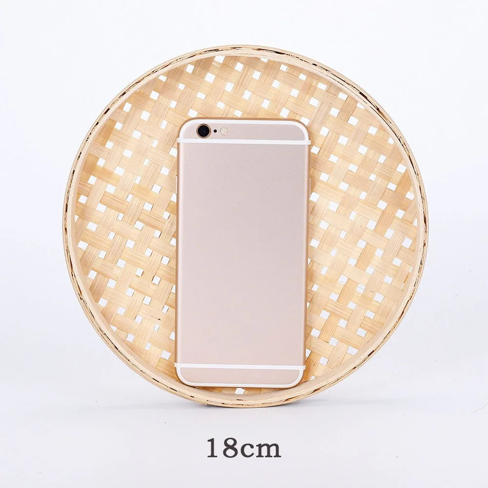 Handmade Bamboo Weaving Sieve Tray Set Kitchen Storage Decor