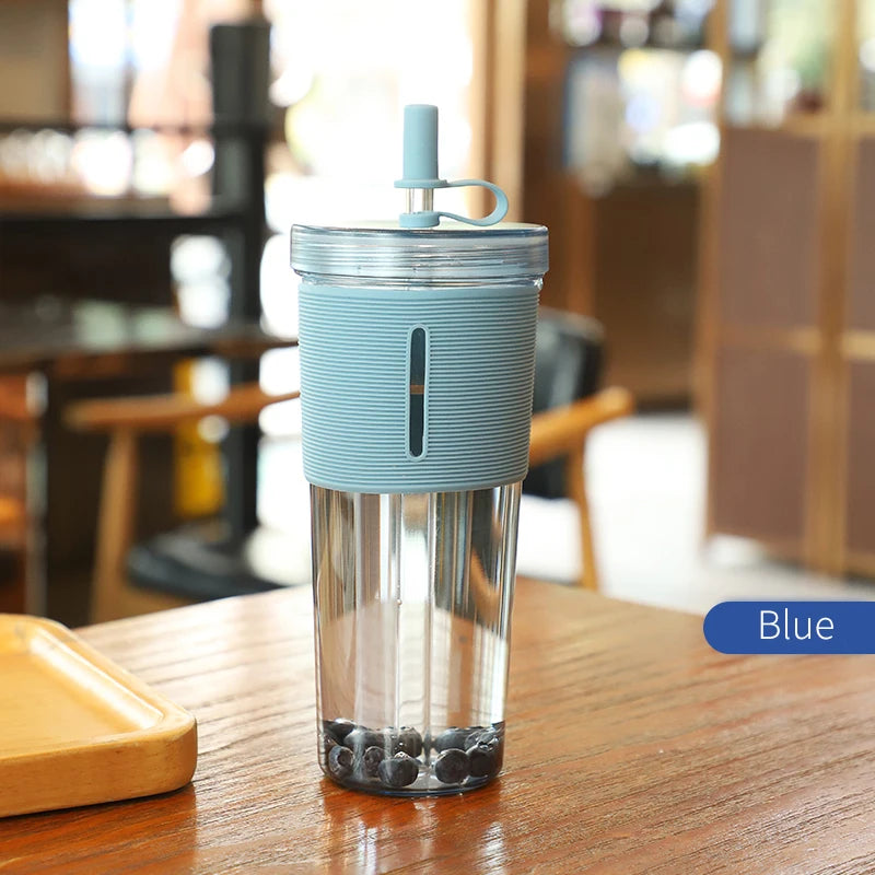 710ml Reusable Clear Coffee Cup with Straw