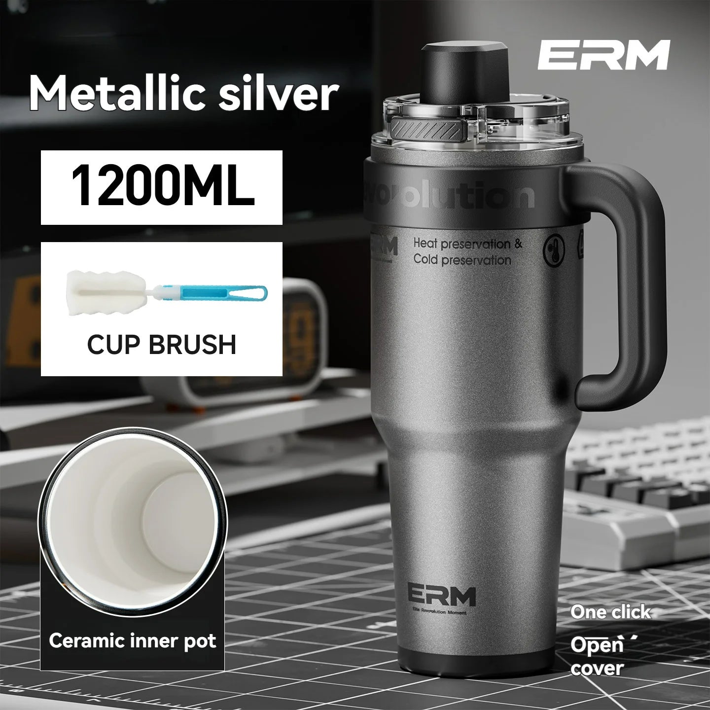1200ML Stainless Steel Ceramic Tumbler Insulated Vacuum Flask Bottle