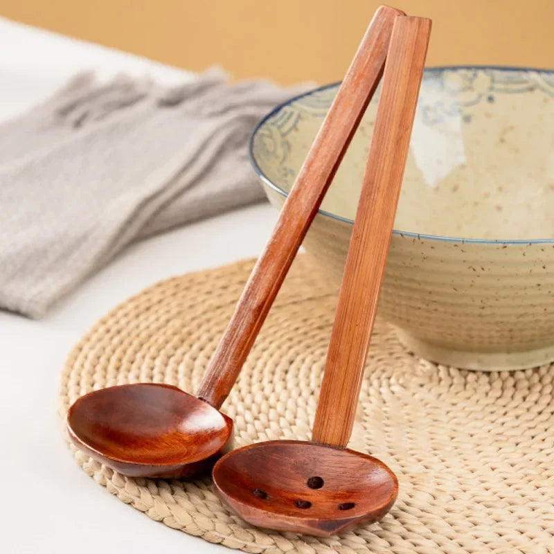 Japanese Long Handle Bamboo Soup Spoon Kitchen Cooking Tool