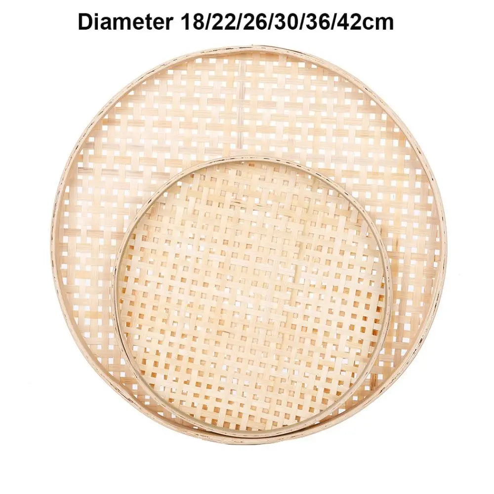Handmade Bamboo Weaving Sieve Tray Set Kitchen Storage Decor