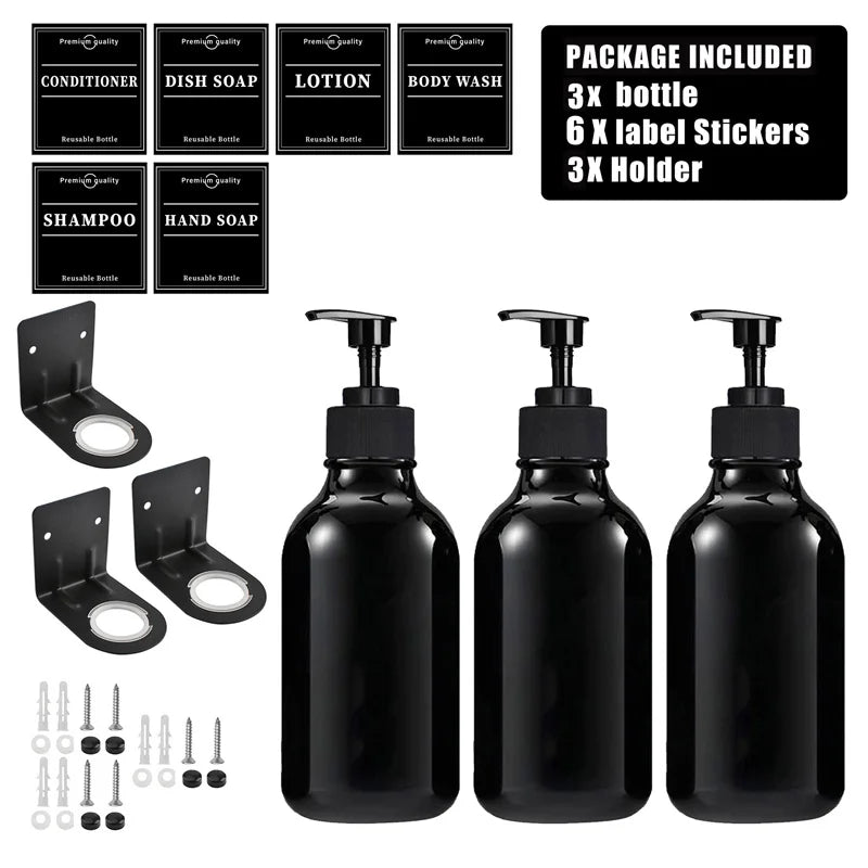 3Pcs 500ML Shampoo Bottles with Pump – Refillable Dispensers