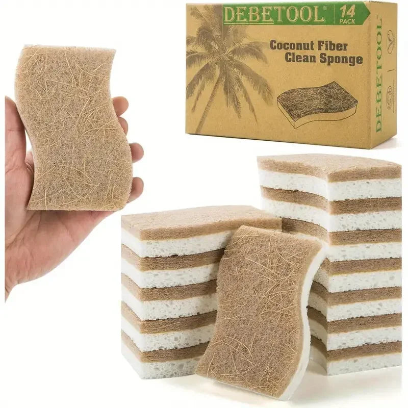 Natural Cellulose Coconut Scrubber Sponges for Kitchen Dish Cleaning