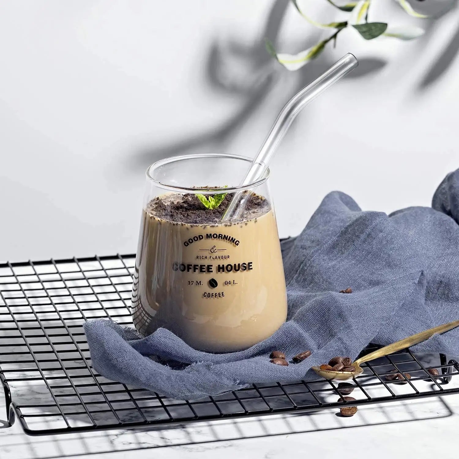 1–10Pcs Reusable Glass Straws – Eco-Friendly with Cleaning Brush