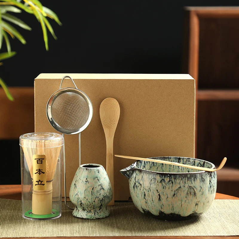 6PCS Japanese Matcha Tea Set – Bamboo Whisk, Bowl & Tools