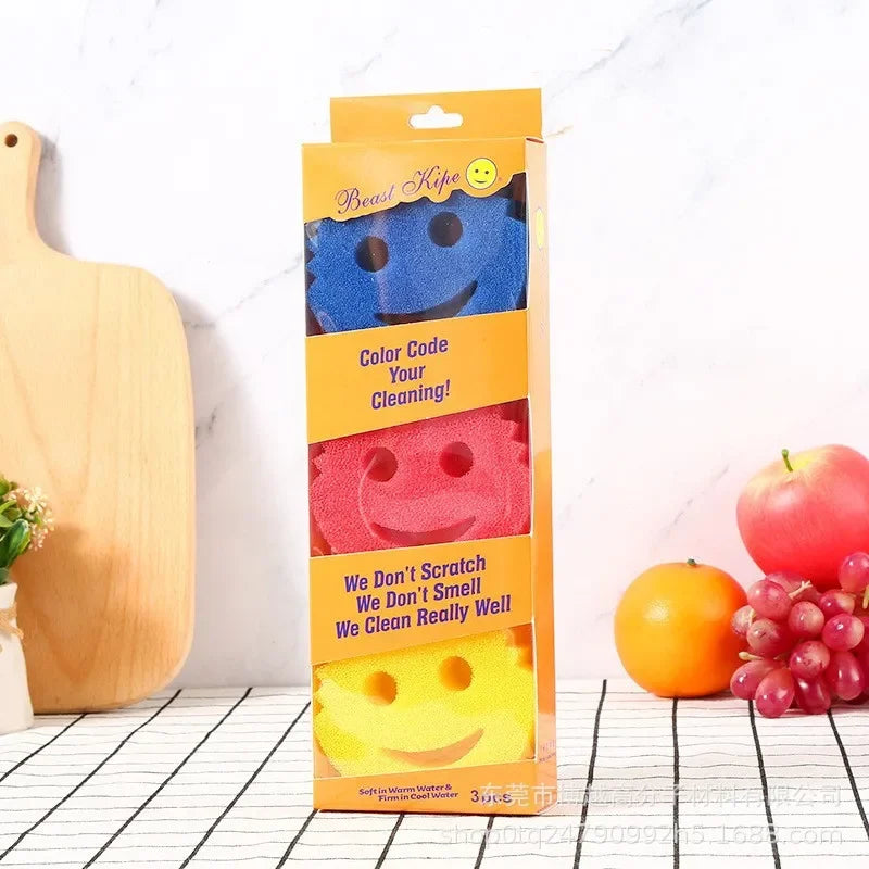 Reusable Smiley Face Cleaning Sponge