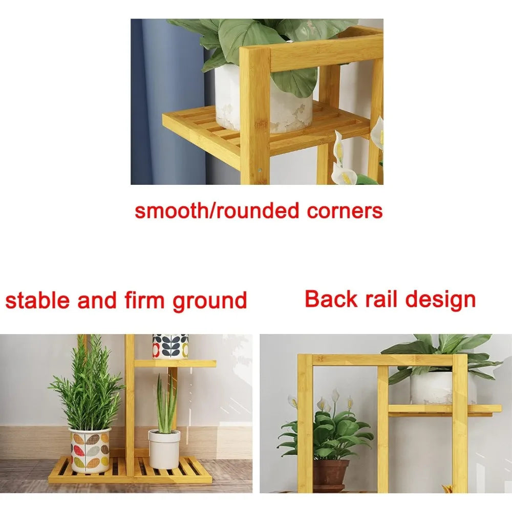Bamboo 5-Tier Indoor Plant Stand – Multi Pot Display Rack