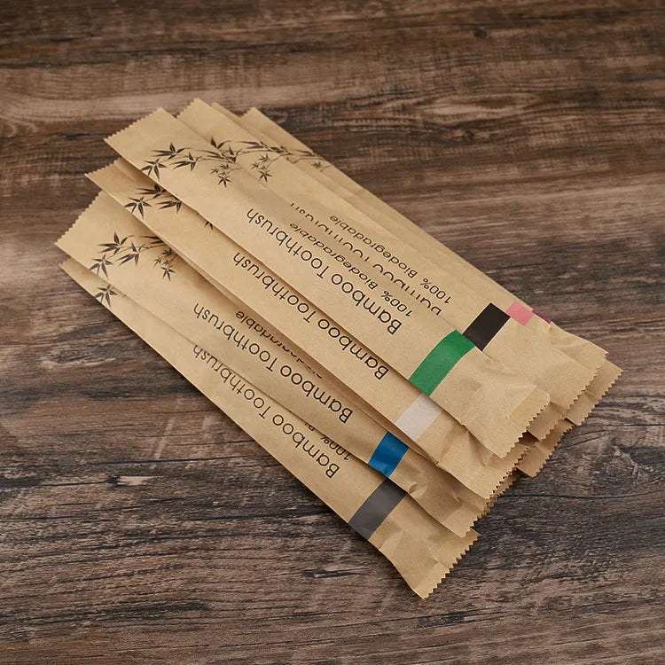 10pcs Colorful Bamboo Toothbrush Set