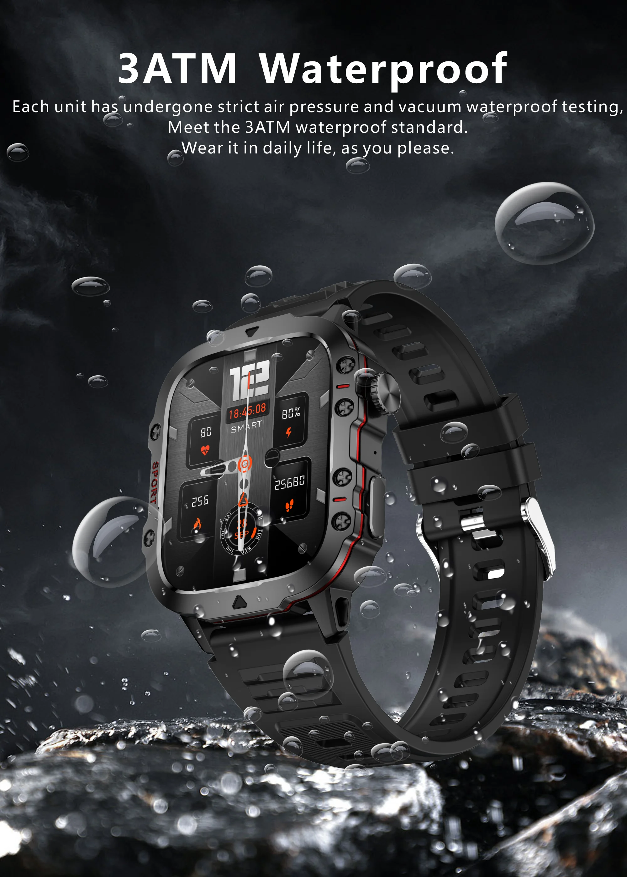 Original Men’s Smartwatch – Bluetooth Call, IP68 Waterproof, Fitness Tracker