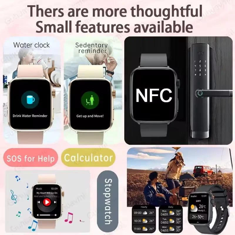 AI Smart Health Watch ECG HRV Blood Pressure Monitor NFC