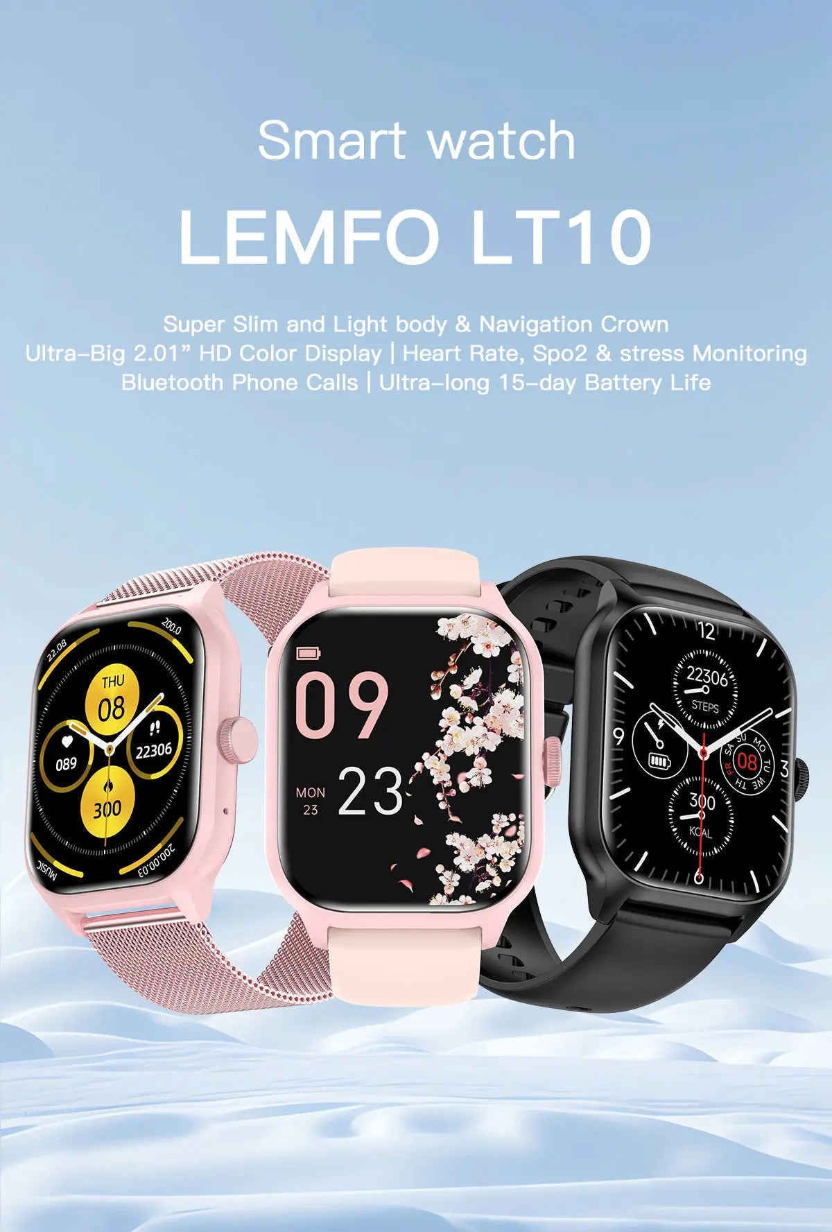 LEMFO LT10 Bluetooth Smartwatch 2024 – Fitness & Call Tracker