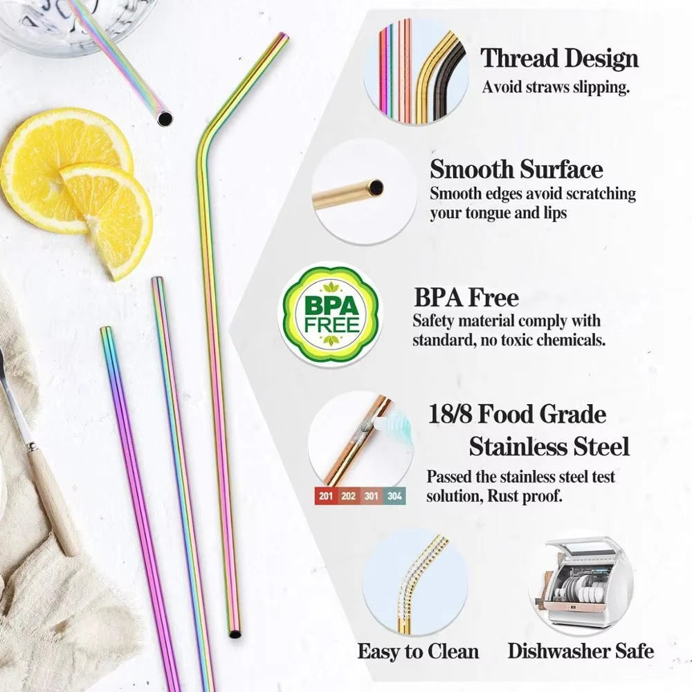 UPORS Reusable Stainless Steel Straws