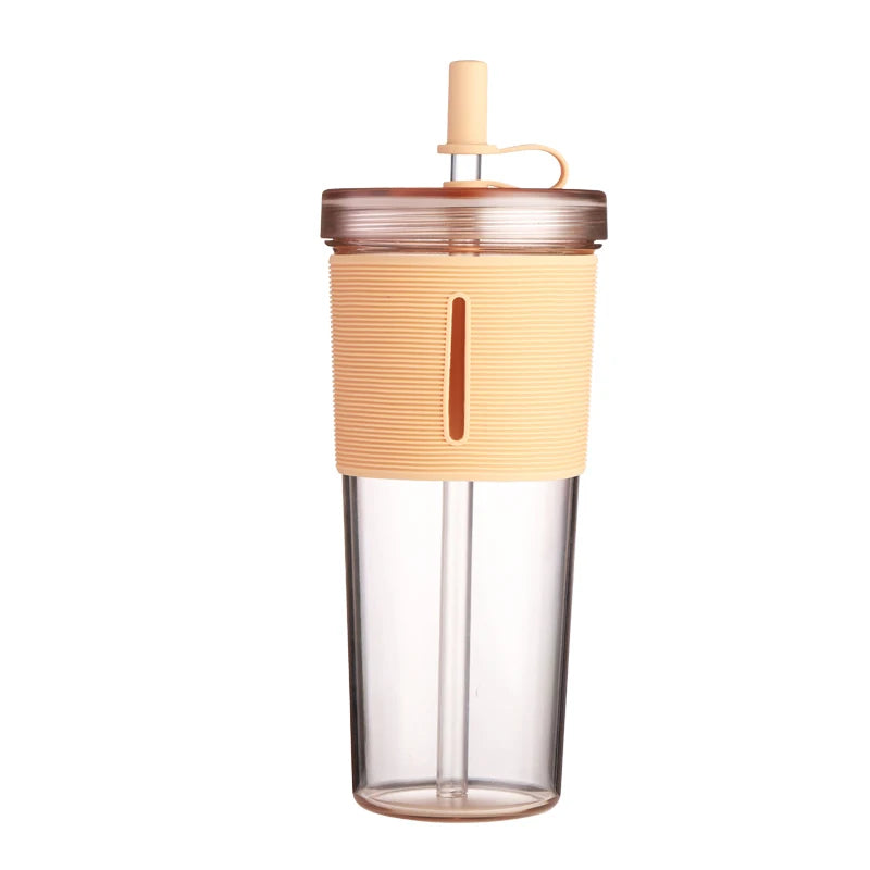 710ml Reusable Clear Coffee Cup with Straw