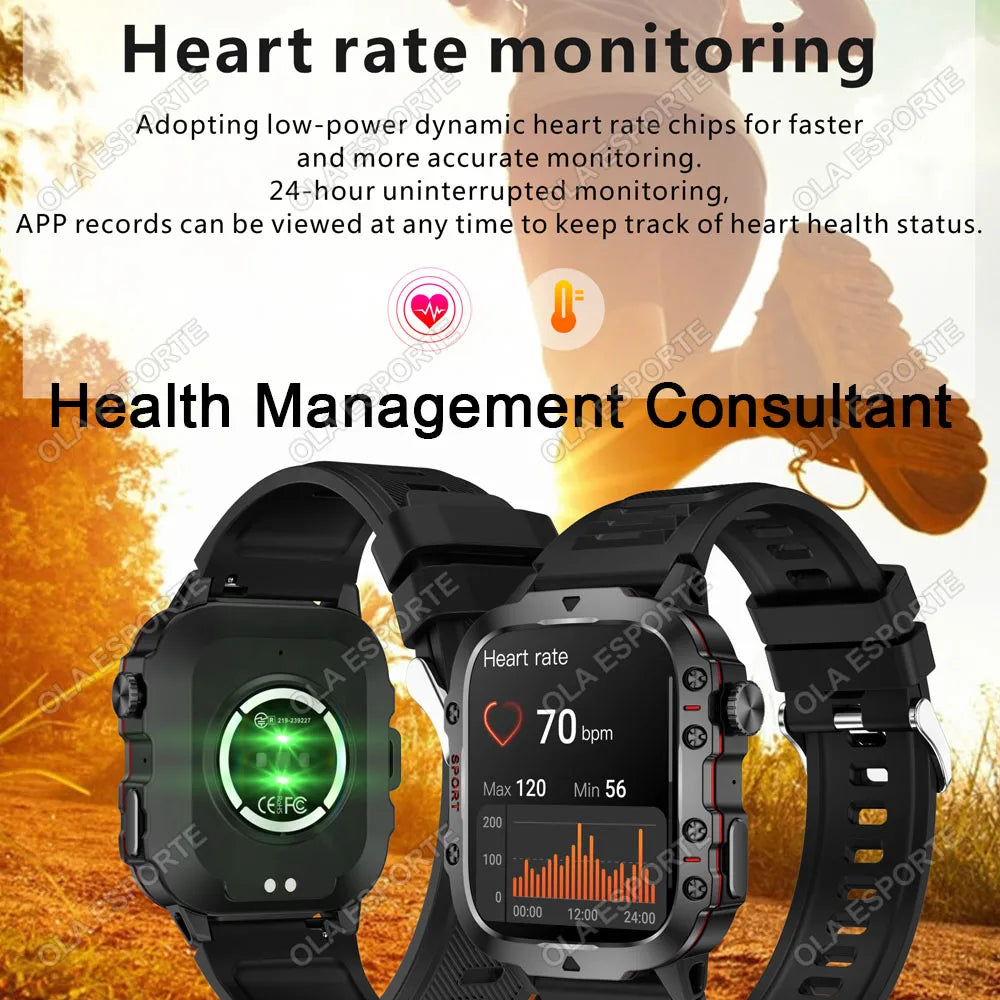 2025 Huawei/Xiaomi Military GPS Smartwatch – Waterproof with Flashlight