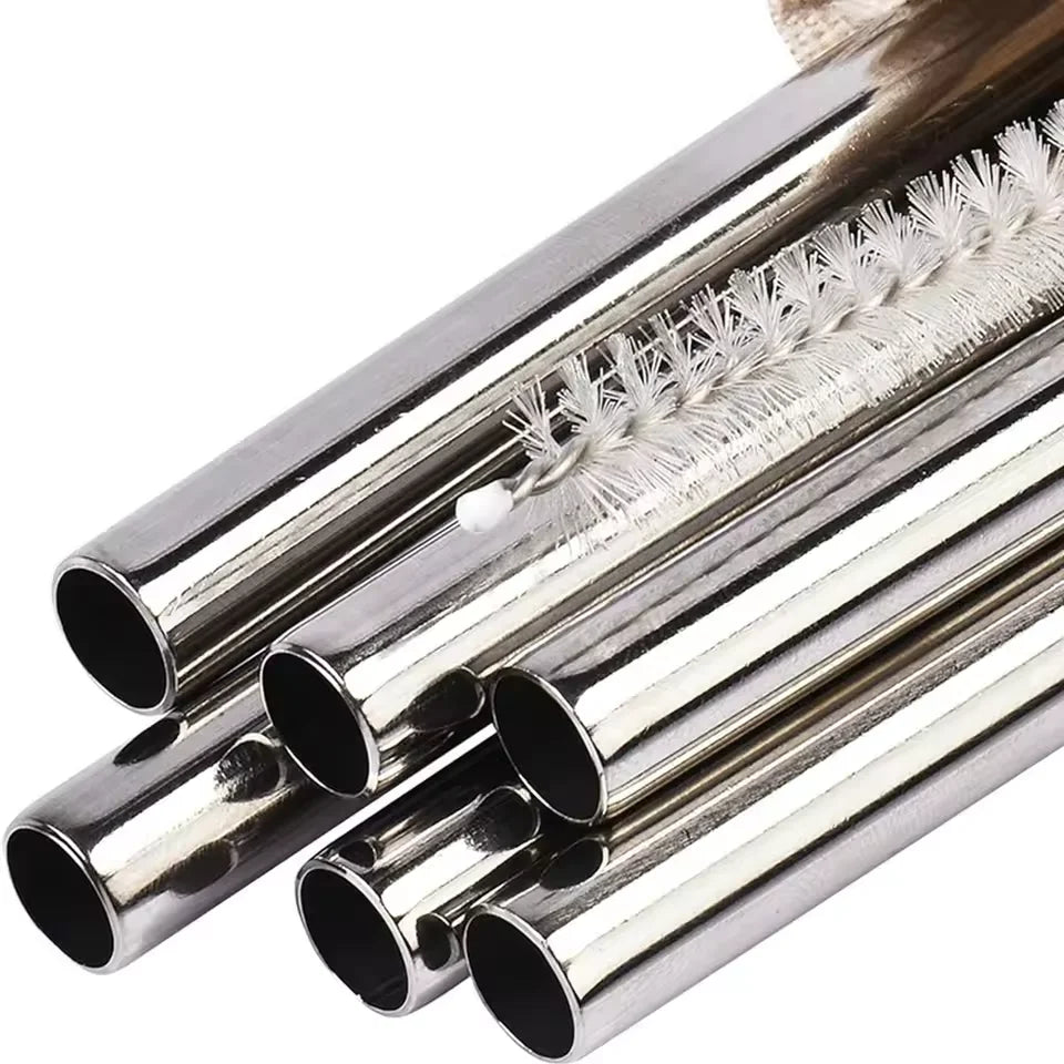 4Pcs Reusable Boba Straws – Stainless Steel with Cleaning Brush