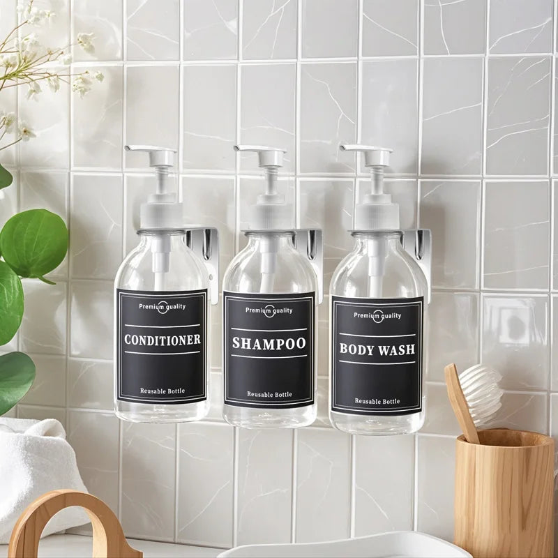 3Pcs 500ML Shampoo Bottles with Pump – Refillable Dispensers