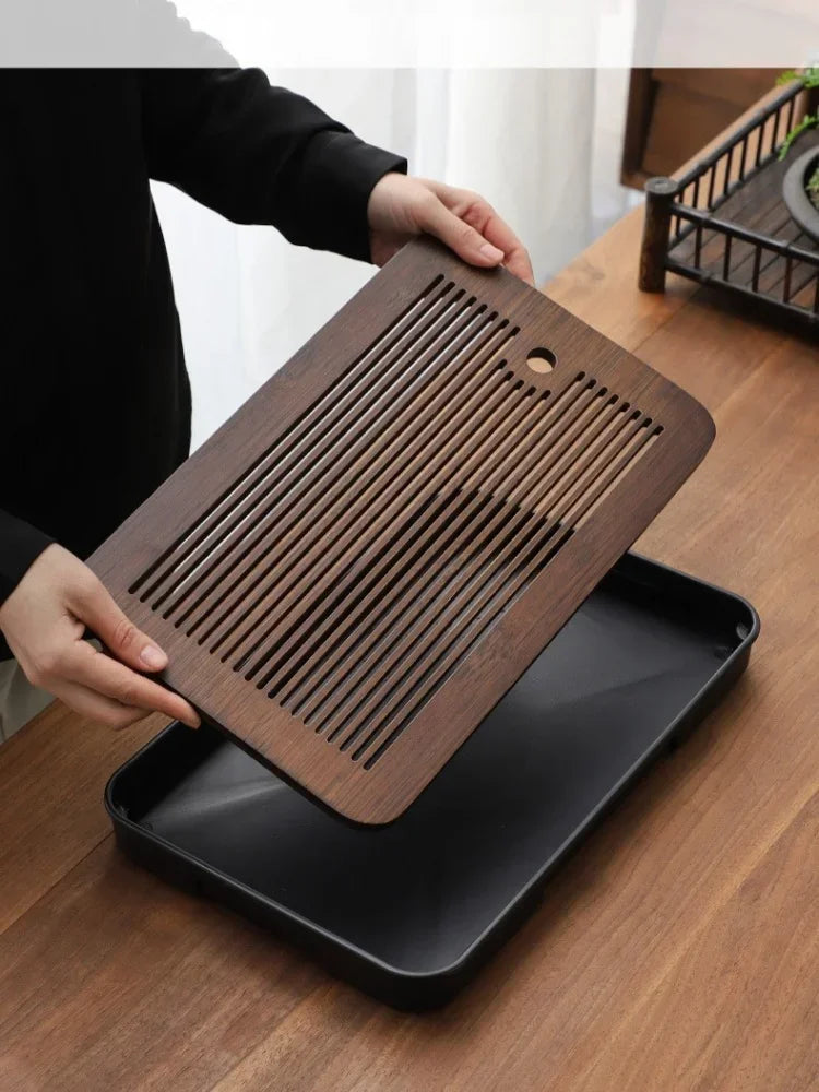 Portable Bamboo Tea Tray – Kung Fu Tea Set Drainage Tray